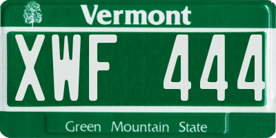 VT license plate XWF444