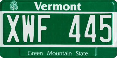 VT license plate XWF445