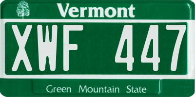 VT license plate XWF447