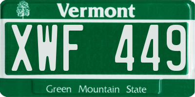 VT license plate XWF449
