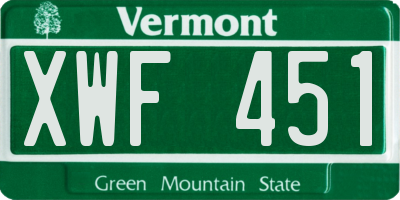 VT license plate XWF451