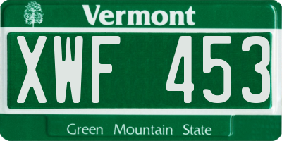 VT license plate XWF453