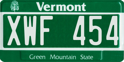 VT license plate XWF454
