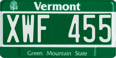 VT license plate XWF455