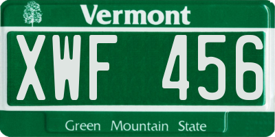 VT license plate XWF456