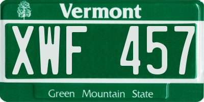 VT license plate XWF457