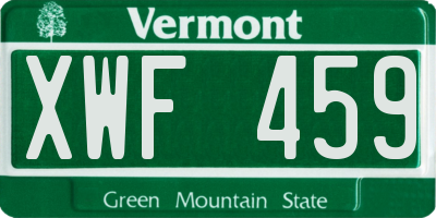 VT license plate XWF459