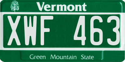 VT license plate XWF463