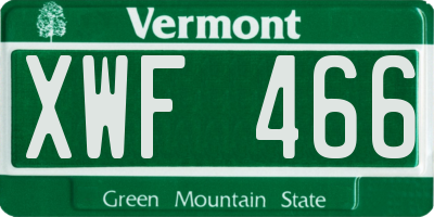 VT license plate XWF466
