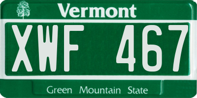 VT license plate XWF467