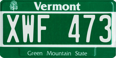 VT license plate XWF473