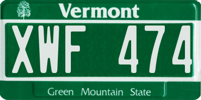 VT license plate XWF474