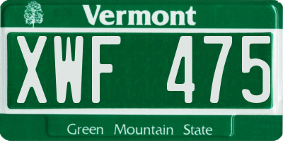 VT license plate XWF475