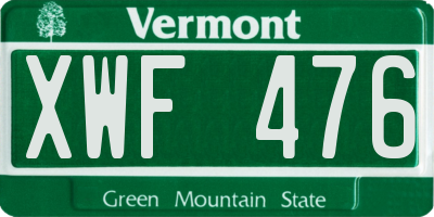 VT license plate XWF476