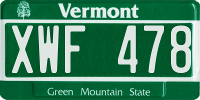VT license plate XWF478