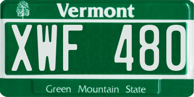 VT license plate XWF480