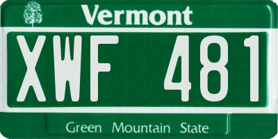 VT license plate XWF481