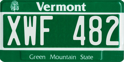 VT license plate XWF482