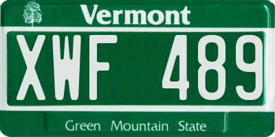 VT license plate XWF489