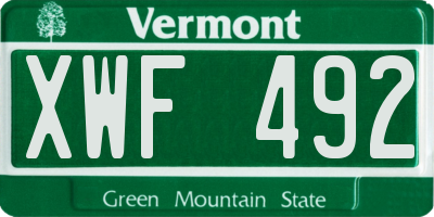 VT license plate XWF492