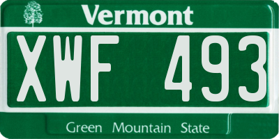 VT license plate XWF493