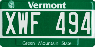 VT license plate XWF494