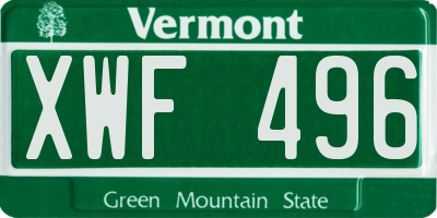 VT license plate XWF496