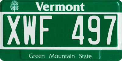 VT license plate XWF497