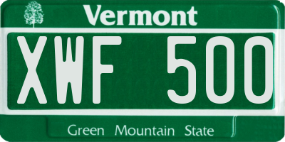 VT license plate XWF500