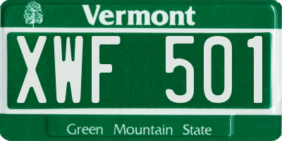 VT license plate XWF501
