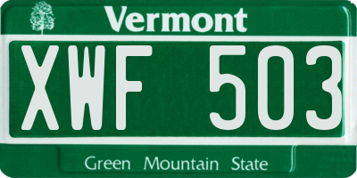 VT license plate XWF503