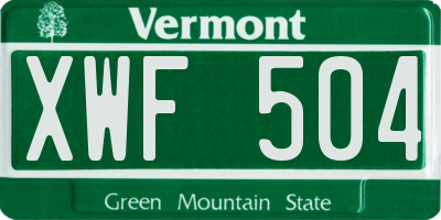 VT license plate XWF504
