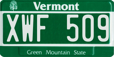 VT license plate XWF509