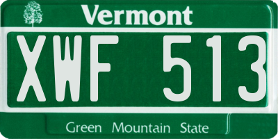 VT license plate XWF513