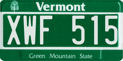 VT license plate XWF515