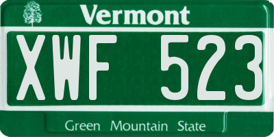 VT license plate XWF523
