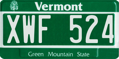 VT license plate XWF524