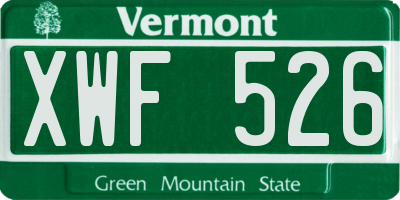 VT license plate XWF526
