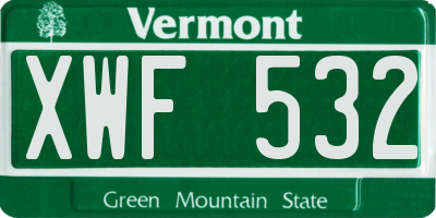 VT license plate XWF532