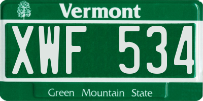 VT license plate XWF534