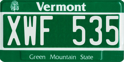 VT license plate XWF535