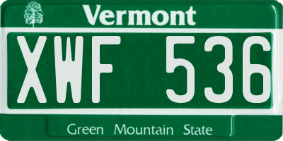 VT license plate XWF536