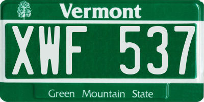 VT license plate XWF537