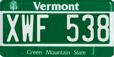 VT license plate XWF538