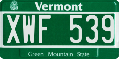 VT license plate XWF539