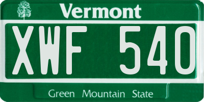 VT license plate XWF540