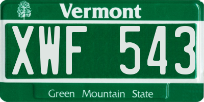 VT license plate XWF543