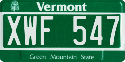 VT license plate XWF547