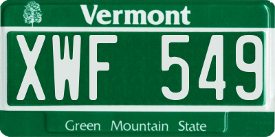 VT license plate XWF549