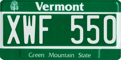 VT license plate XWF550